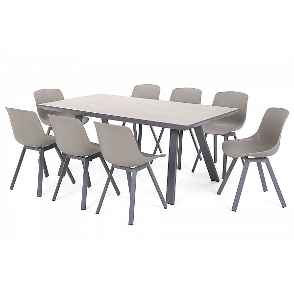 Алюмінієві садові меблі Minori Silver / Taupe 8+1