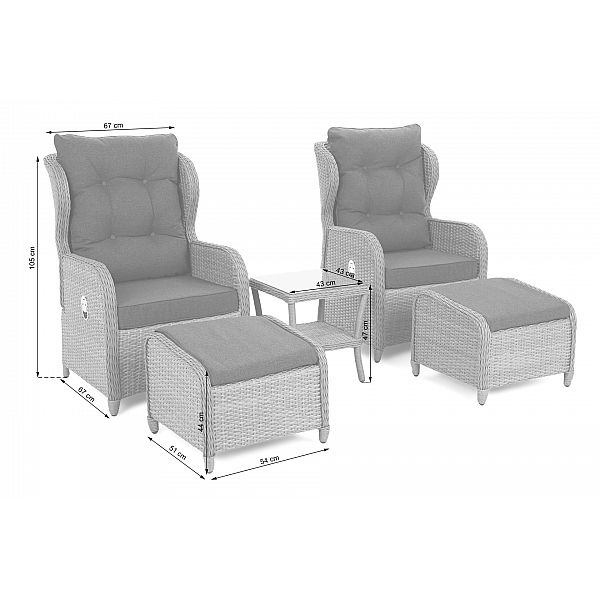 Садові меблі з техноратангу Sofia Signal White / Grey