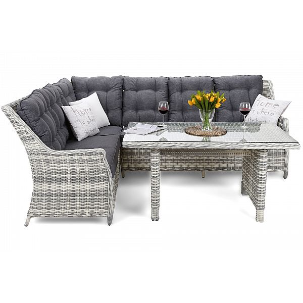 Лівий кутовий диван з техноротангу Alicante Light Grey / Grey Melange