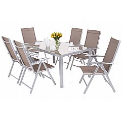 Алюмінієві садові меблі Corfu Basic Silver / Taupe 6+1