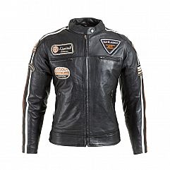 Women's Leather Motorcycle Jacket W-TEC Sheawen Lady Colour Black, Size 3XL