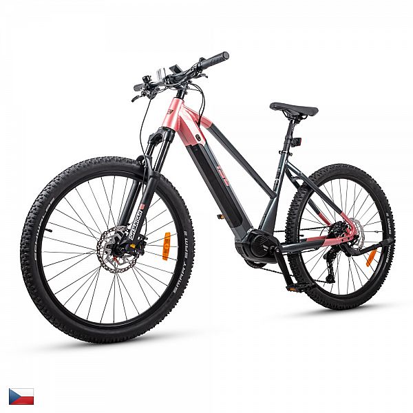 Жіночий гірський електровелосипед inSPORTline ISL Asuki 630 Wh 27.5” – 2025 Колір: Морська троянда, Розмір рами: 16"" (155-170 см)