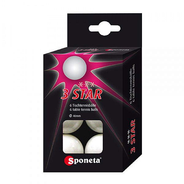 Шарики для настольного тенниса Sponeta 3 star 6 шт