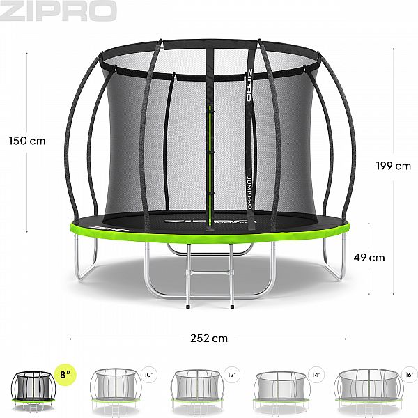 Батут Zipro Jump Pro Premium с внутренней сеткой 8FT 252 см