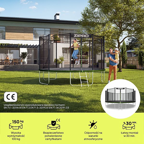 Батут Zipro Jump Pro с внешней сеткой 16FT 496 см