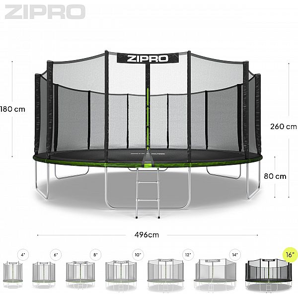 Батут Zipro Jump Pro с внешней сеткой 16FT 496 см