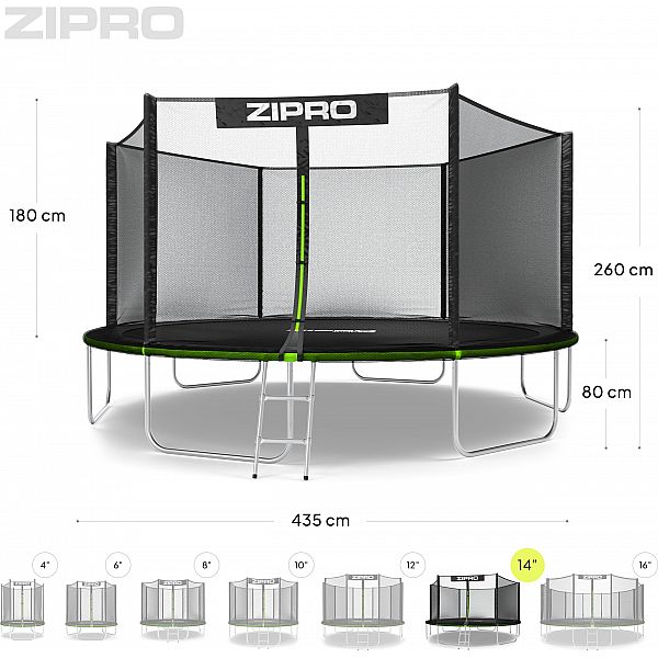 Батут Zipro Jump Pro із зовнішньою сіткою 14FT 435 см