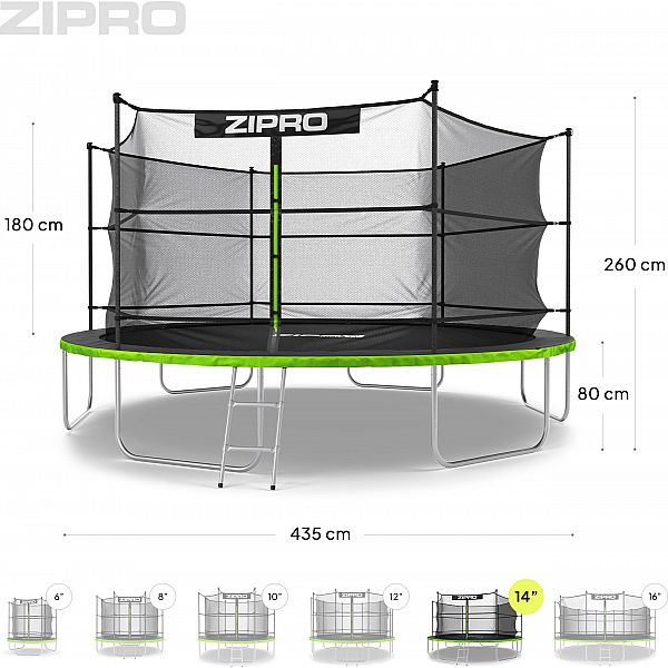 Батут Zipro Jump Pro с внутренней сеткой 14FT 435 см