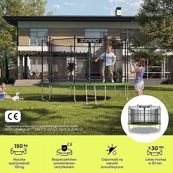 Батут Zipro Jump Pro с внутренней сеткой 12FT 374 см