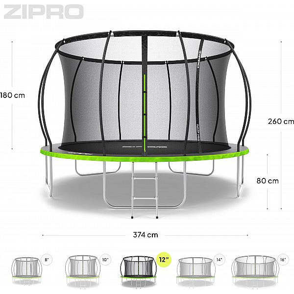 Батут Zipro Jump Pro Premium с внутренней сеткой 12FT 374 см