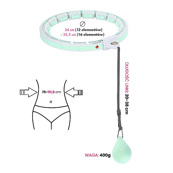 Хула-хуп з тягарцем та лічильником HMS Set HHW06, зелений