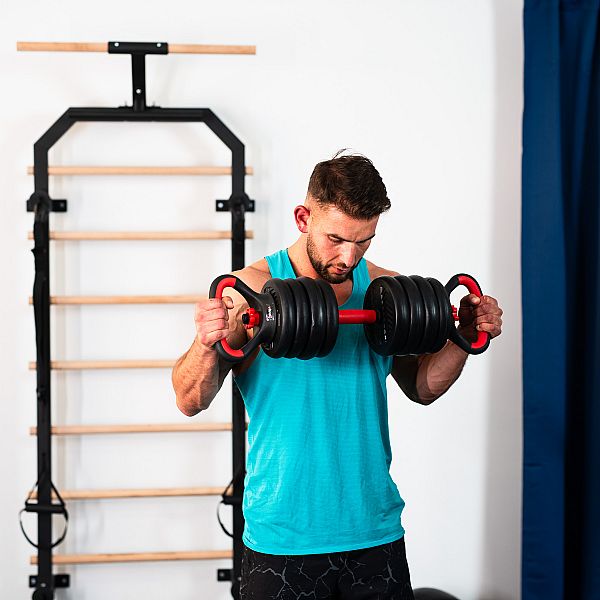 Гантелі розбірні 30кг, набір 6в1 зі штангою та гирями HMS SGN130 Pro