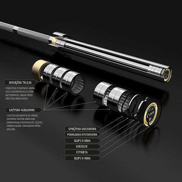 Гриф олимпийский 50мм/220см 1100кг HMS Premium GO1100