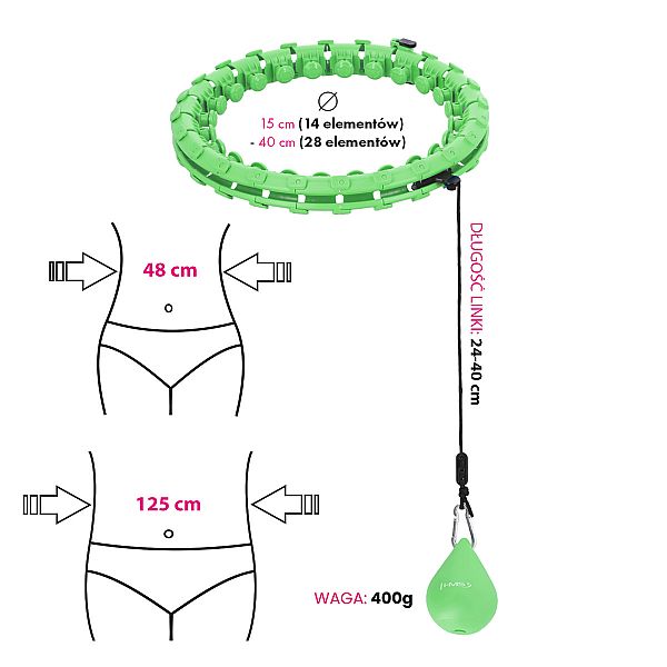 Хула-хуп з тягарцем HMS Plus Size Set HHW12, зелений
