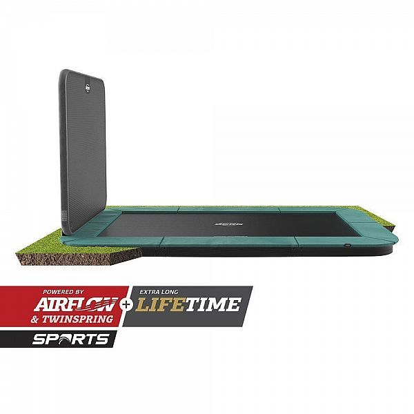 Батут Berg Ultim Champion FlatGround 410см Green + AeroWall BLK&GRY