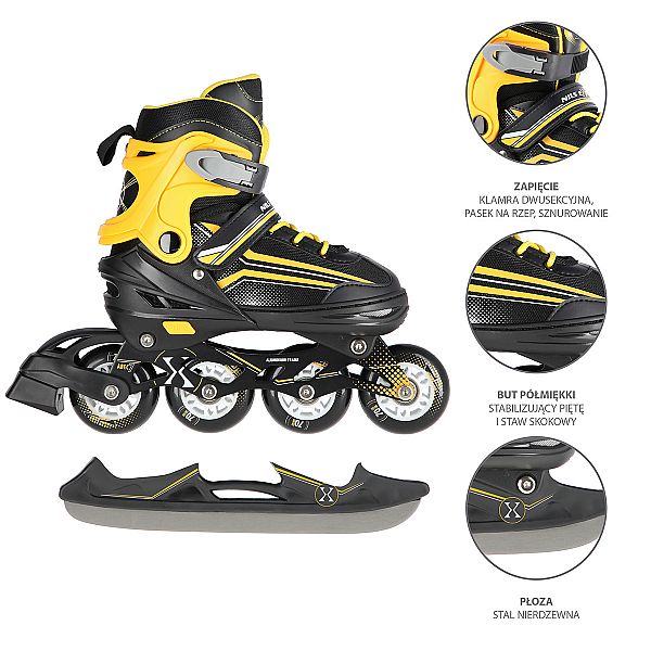 Роликові ковзани 2в1 Nils Extreme NH18190 розм. S 29-33 чорно-оранжевий