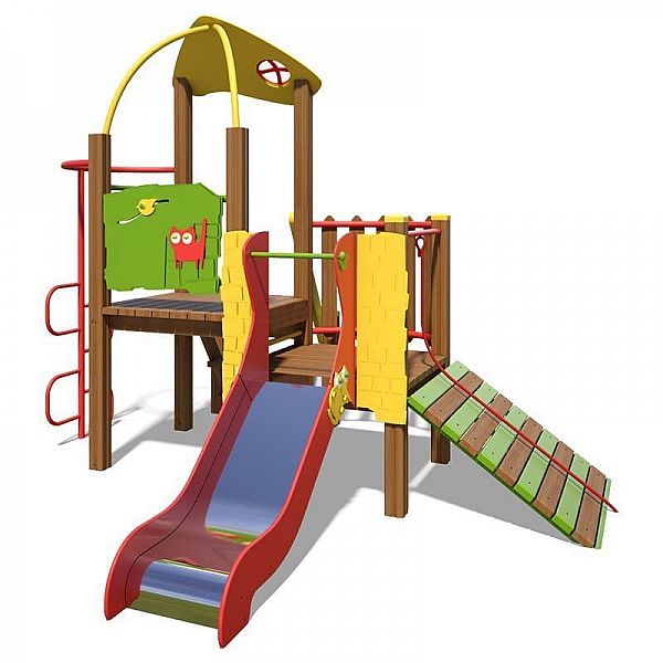 Игровой комплекс красно-зелено-желтый «Кроха-NEW» InterAtletika TE810 NEW