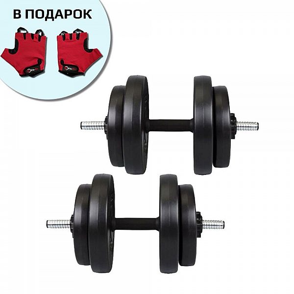 Гантелі Fit-On 2x16кг бітумні + рукавички