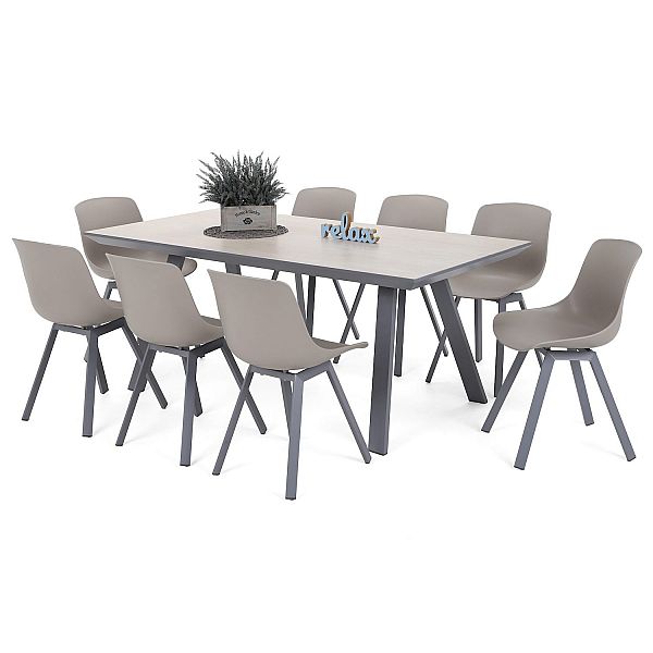 Садові меблі з алюмінію Minori Silver / Taup 8+1