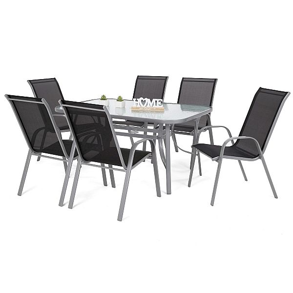 Садові меблі та металеві меблі Sevilla Silver / Black 6+1