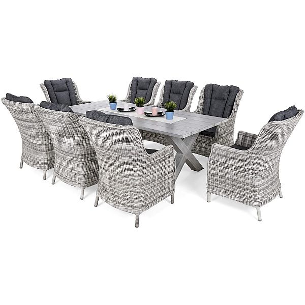Садовая мебель из техноротанга Bristol Alu 220 см Light Gray / Grey Melange 8+1