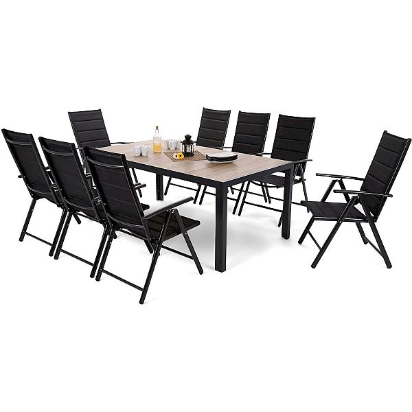 Садовая мебель из алюминия Capri 185 cm Black / Sand Ibiza Black / Black 8+1