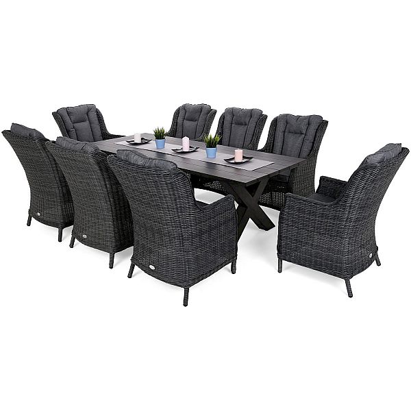 Садовая мебель из техноротанга Bristol Alu 220 см Gray / Gray Melange 8+1