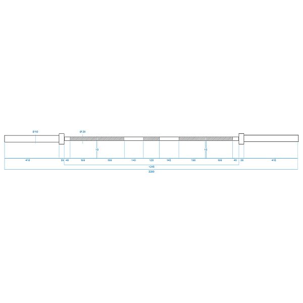Гриф олимпийский GCF700 HMS с зажимами ZG1000