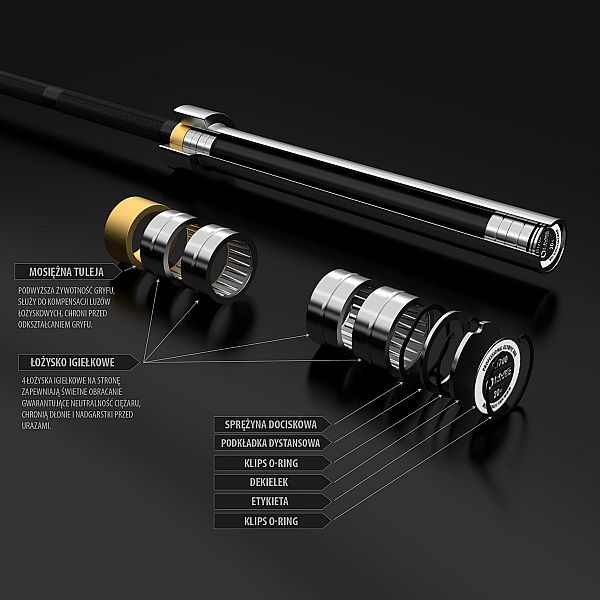 Гриф олимпийский GCF700 HMS с зажимами ZG1000