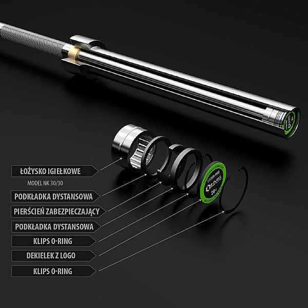 Олимпийский прямой гриф 2.2м ⌀50мм HMS GOP220 с зажимами ZG1000B