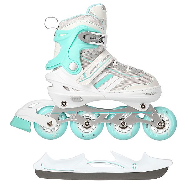 Роликові ковзани 2в1 Nils Extreme NH18191 роз. S 29-33 біло-м'ятний
