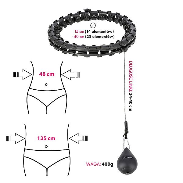Хула-хуп з тягарцем HMS Plus Size Set HHW12, чорний