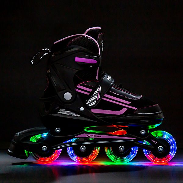 Дитячі роликові ковзани Nils Extreme NJ19803A LED розм. S 31-34 рожевий