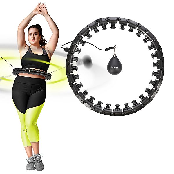 Хула-хуп с утяжелителем HMS HHW12 Plus Size, 48-125см, черный