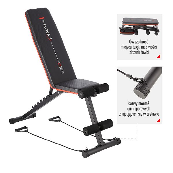 Тренажерна лава регульована з еспандерами HMS LS1203