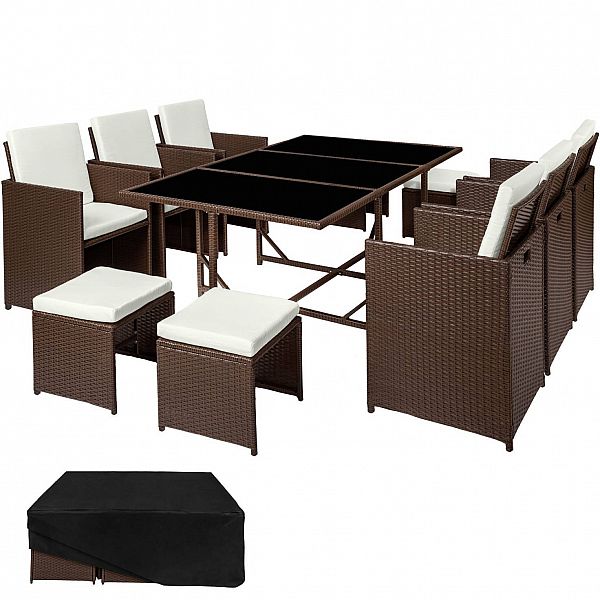 Садовая мебель Малага коричневый 6 + 4 + 1 с чехлом