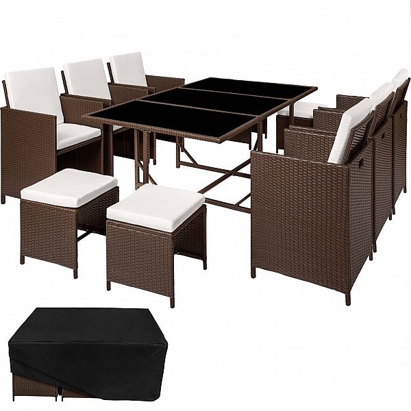 Садовая мебель Polirattan Malaga черно-коричневый с чехлом