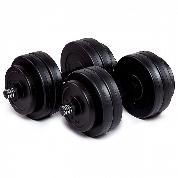 Гантели битумные Iron Body 2x13,5кг с перчатками
