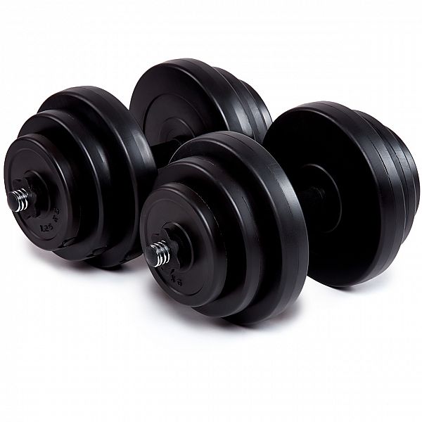Гантели битумные Iron Body 2x18,5кг с перчатками