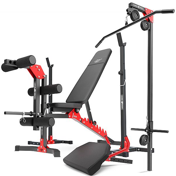 Скамья с партой и тягой + стойки под штангу Marbo Sport MH25