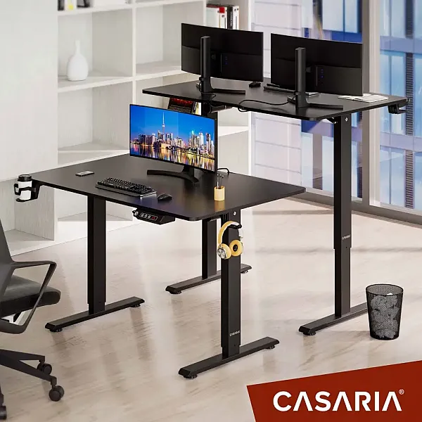 Комп'ютерний стіл з електрорегулюванням висоти Casaria 110x60см, чорний