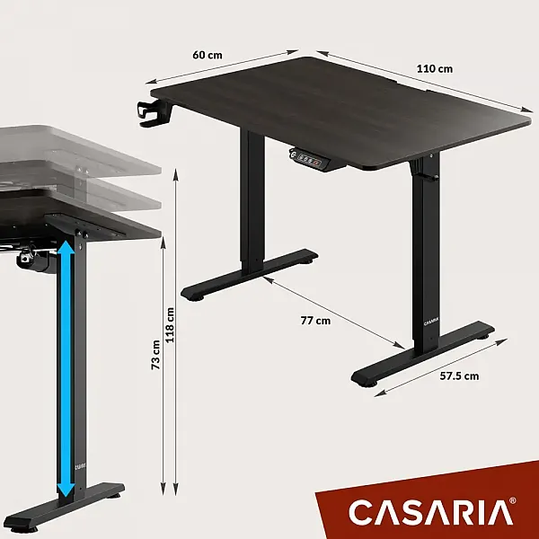 Комп'ютерний стіл з електрорегулюванням висоти Casaria 110x60см, коричневий
