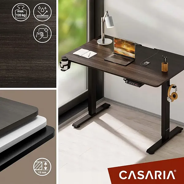 Комп'ютерний стіл з електрорегулюванням висоти Casaria 110x60см, коричневий
