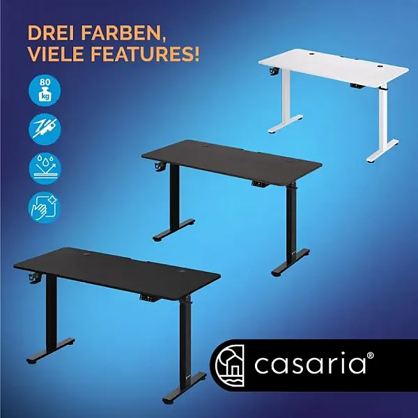 Стіл з регулюванням висоти електричний Casaria 140x60, чорний