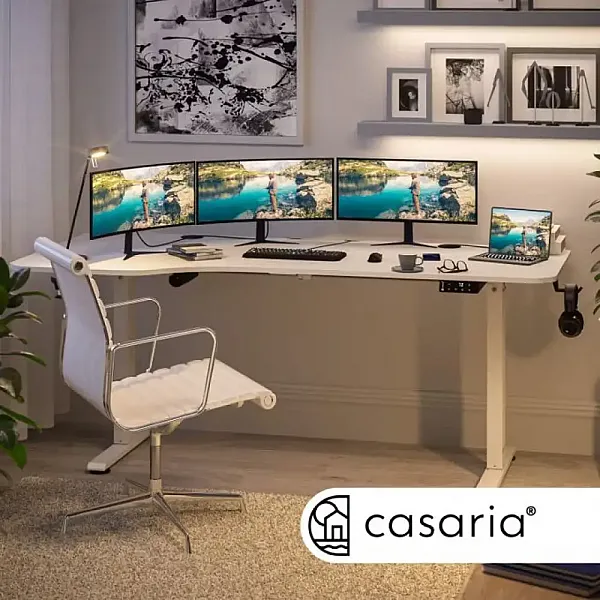 Стіл з регулюванням висоти електричний Casaria 160x75, білий