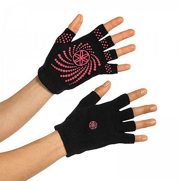 Gaiam нескользящие перчатки без пальцев; W черный/розовый 57125