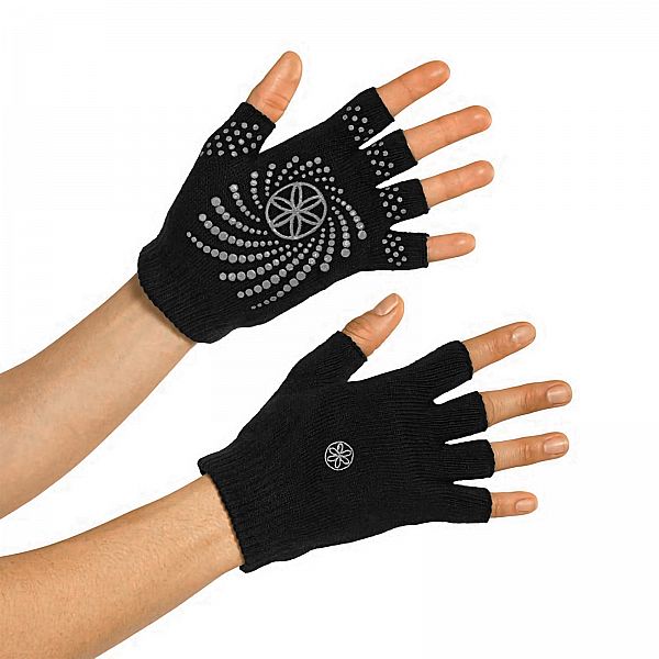 Gaiam нескользящие перчатки без пальцев; W черный/серый 54029
