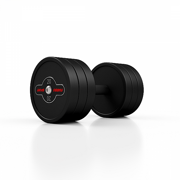 Гантель прогумована Marbo Sport 20кг, чорний матовий