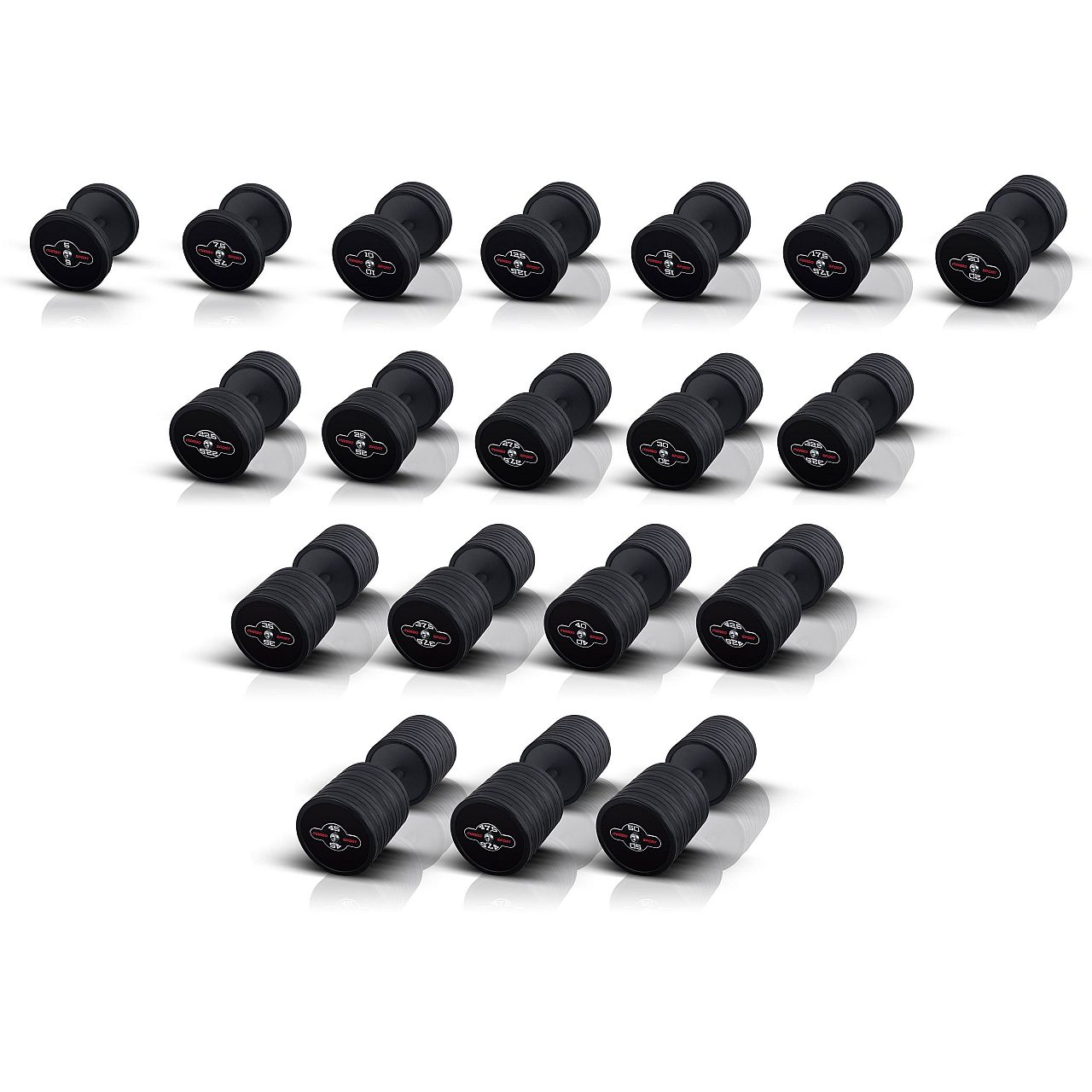 Гантелі гумові Marbo Sport 45кг, чорний матовий