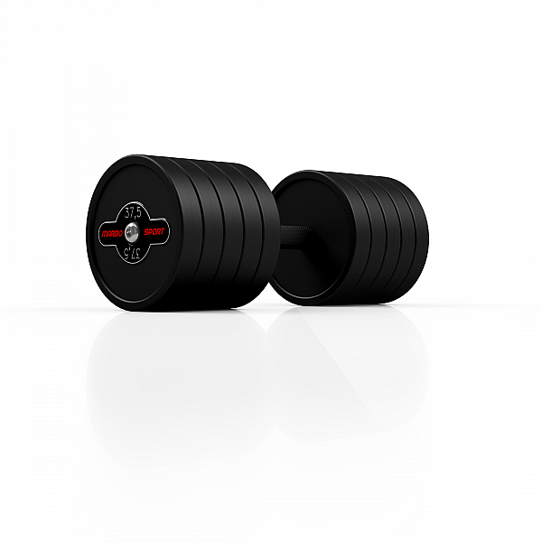 Гантель прогумована Marbo Sport 37.5кг, чорний матовий